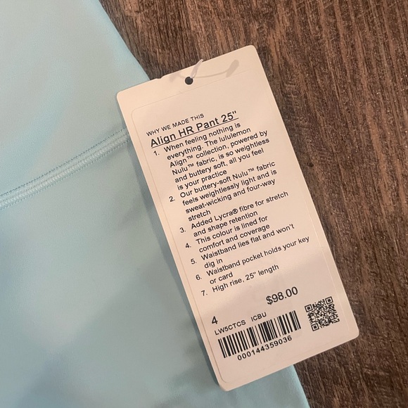 NWT Lulu Leggings Ice Blue Size 4 - Picture 4 of 4